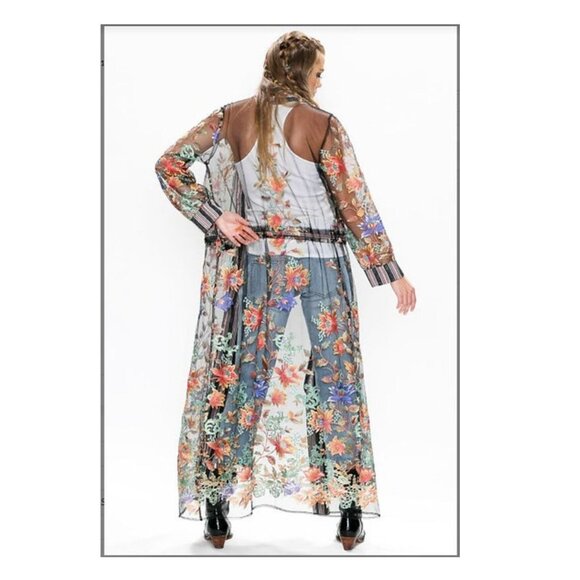 NWT Aratta Silent Journey Maxi Kimono Duster S Embroidered Humming Birds Flowers - Picture 17 of 17